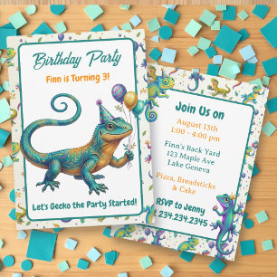 Lizard Themed Boy's Birthday Party Invitation