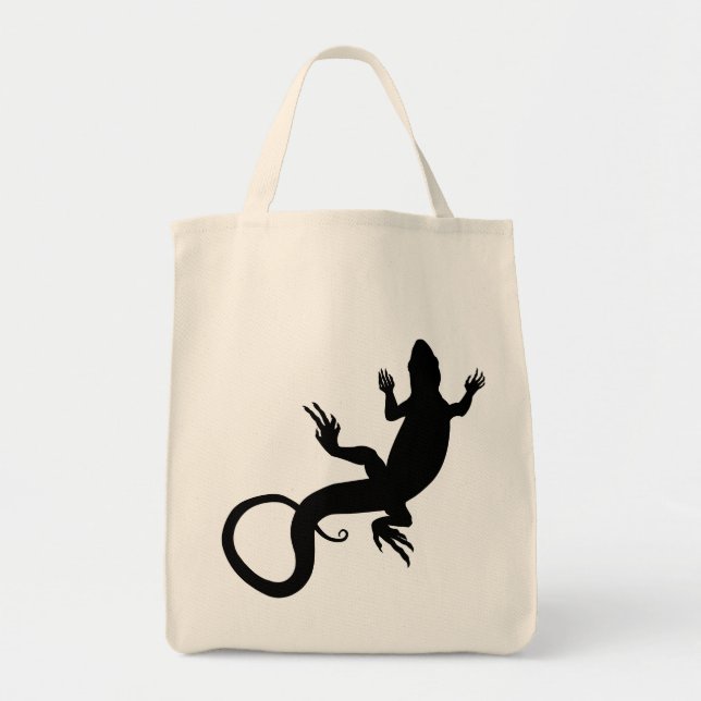 Lizard Tote Bag Organic Reptile Art Shopping Bag (Front)