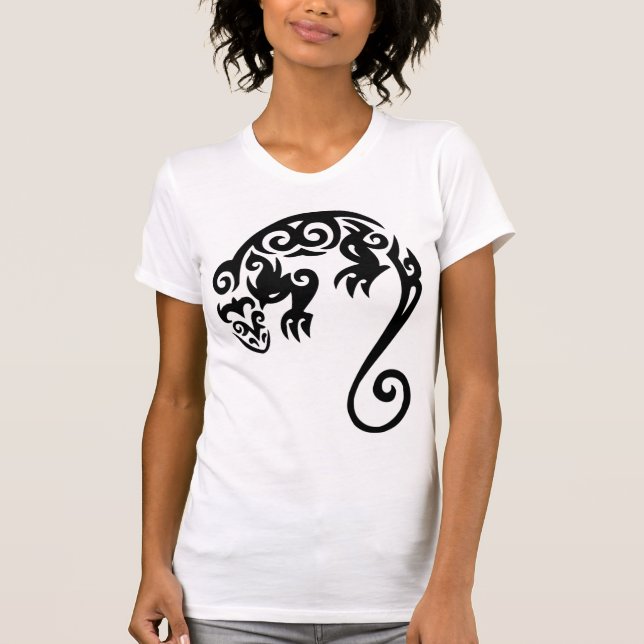 LIZARD TRIBAL BLACK T SHIRT (Front)