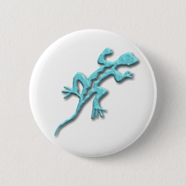 Lizard-turquoise Pinback Button (Front)