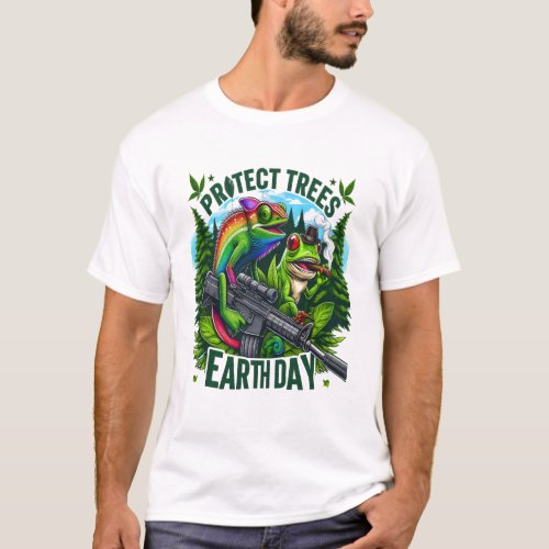 Lizard Warrior save the trees T_Shirt