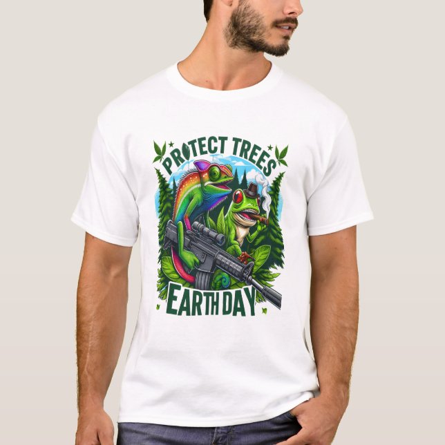 Lizard Warrior save the trees T-Shirt (Front)