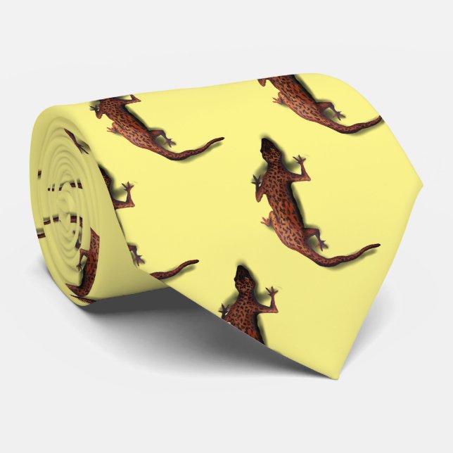 Lizard Wildlife Neck Tie Yellow (Rolled)