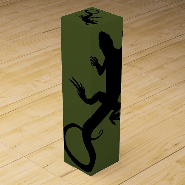 Lizard Wine Box Personalize Lizard Reptile Art Box (Front)