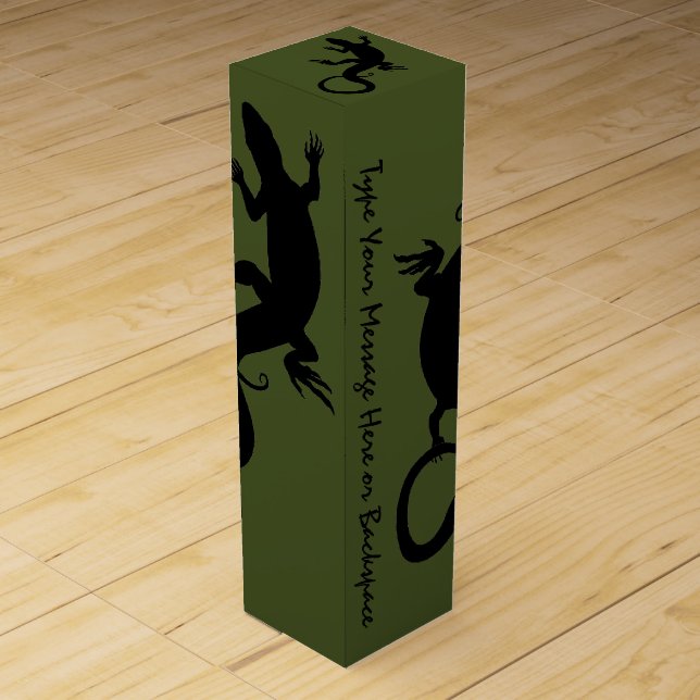 Lizard Wine Box Personalize Lizard Reptile Art Box (Back)