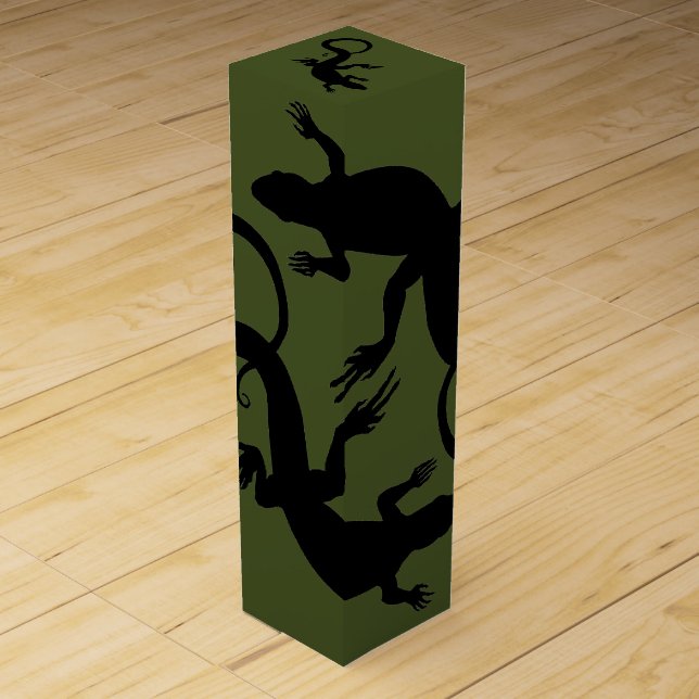 Lizard Wine Box Personalize Lizard Reptile Art Box (Front)