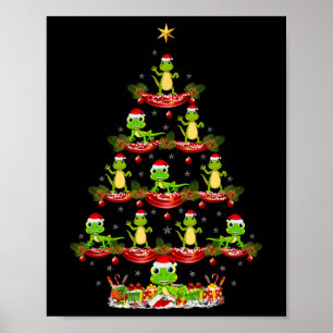 Lizard Xmas Lighting Santa Lizard Christmas Tree  Poster