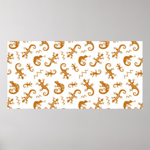 Lizards and chameleons seamless pattern poster