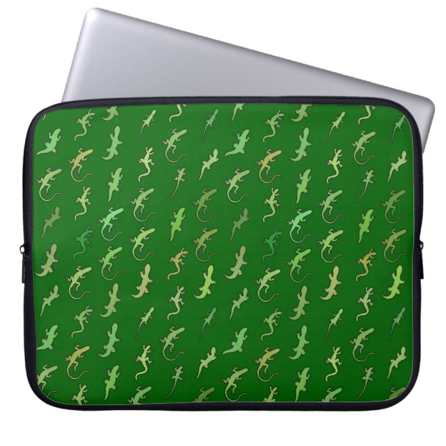 Lizards and Geckos, on pine green Laptop Sleeve (Front)