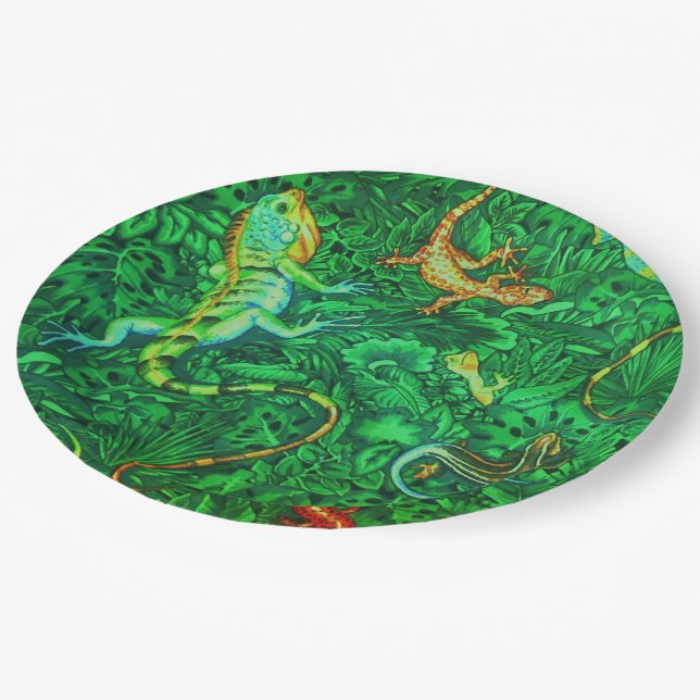 Lizards Batik Paper Plates (Angled)