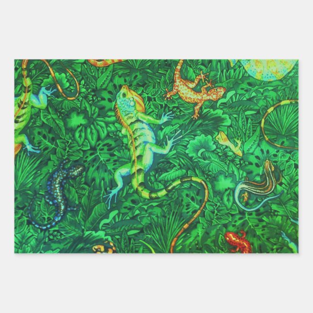 Lizards Batik Wrapping Paper Sheets (Front)