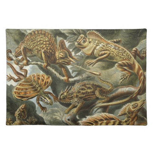 Lizards by Ernst Haeckel Vintage Lacertilia Animal Cloth Placemat