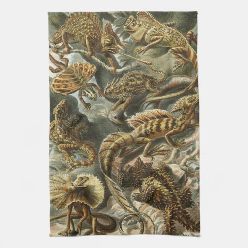 Lizards by Ernst Haeckel Vintage Lacertilia Animal Kitchen Towel