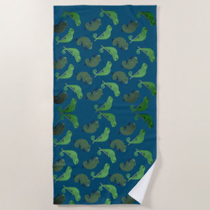 Lizards Chameleons Art  Beach Towel