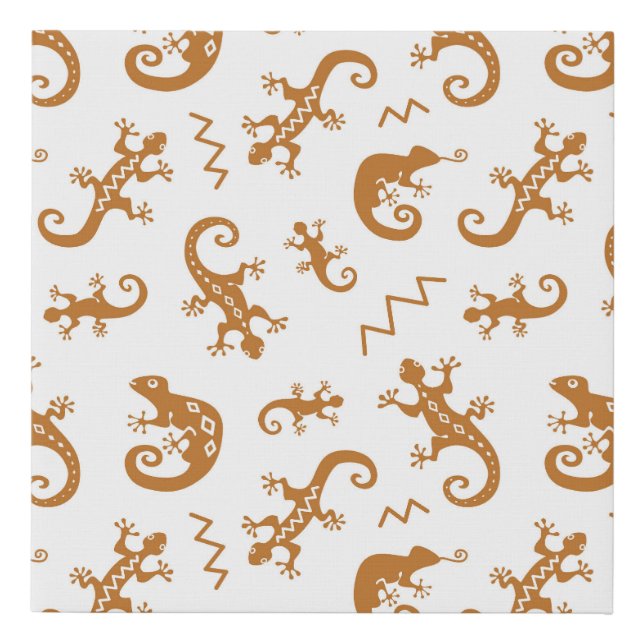 Lizards Chameleons: Seamless Pattern Design. Faux Canvas Print (Front)