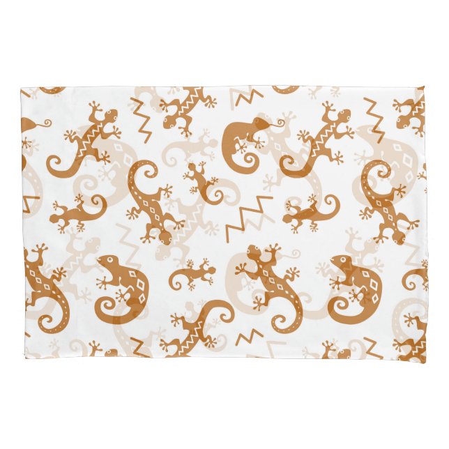 Lizards Chameleons: Seamless Pattern Design. Pillow Case (Front)