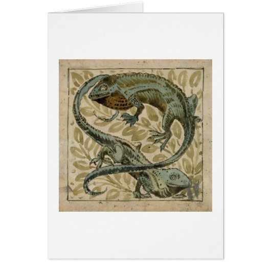 Lizards, design for a tile (w/c on paper) cards (Front)