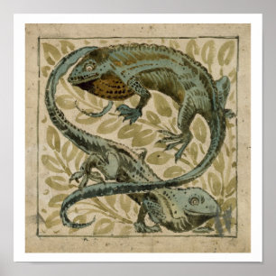 Lizards, design for a tile (w/c on paper) poster