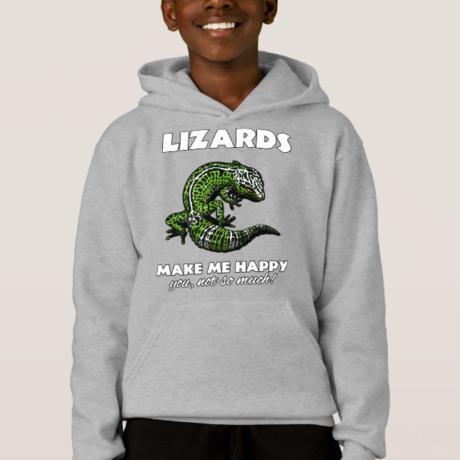 Lizards Make Me Happy Cute Gecko Reptile Hoodie (Front)