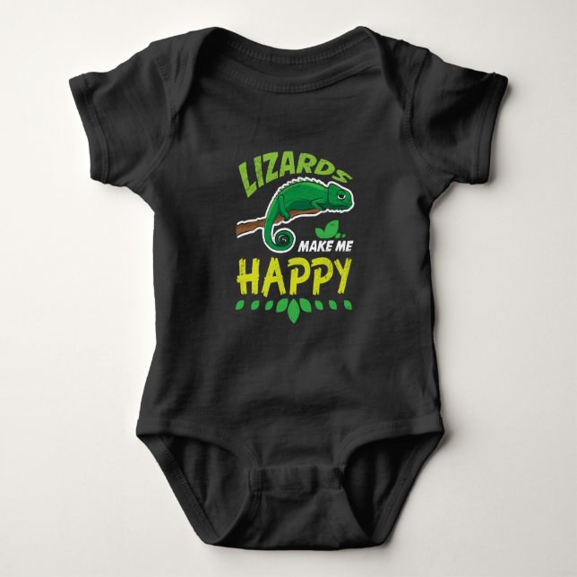 Lizards Make Me Happy Reptile Costume Gift Baby Bodysuit (Front)