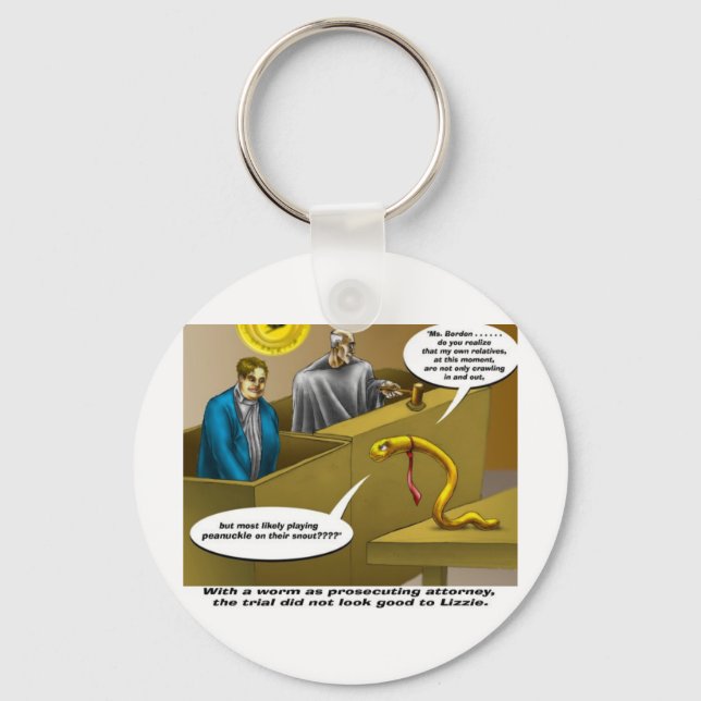 Lizzie Borden Trial Funny Cartoon Gifts Keychain (Front)