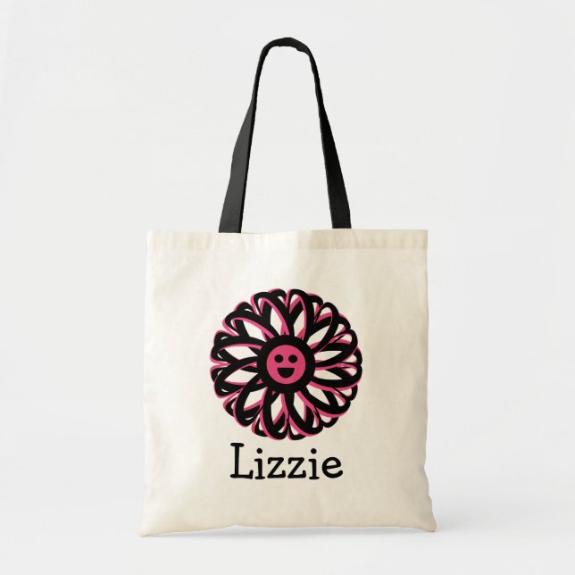 Lizzie Happy Flower Personalized Tote Bag (Front)