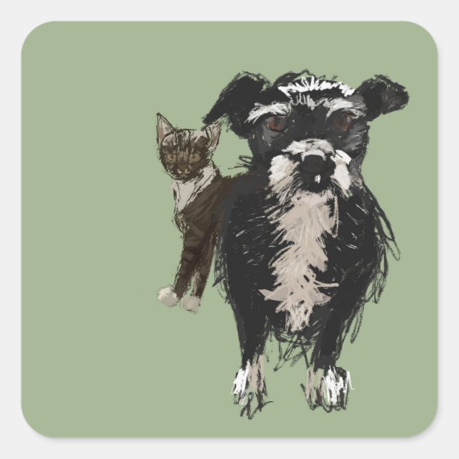 Lizzie & Kitty Square Sticker (Front)