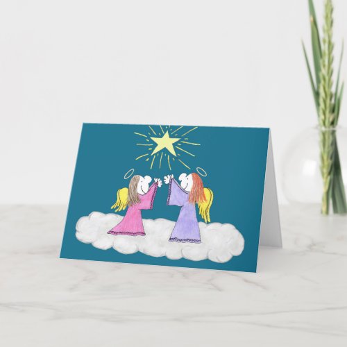 Lizzys People Angels Holy Night Christmas Card
