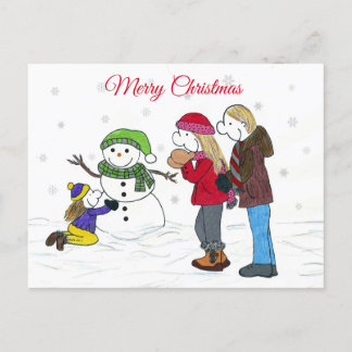 Lizzy's People Snowman Fun Christmas Postcard