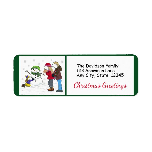 Lizzy's People Snowman Fun Return Address Labels (Front)