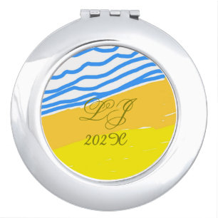 LJ Monogram Elegant Modern Beach Wedding  Compact Mirror