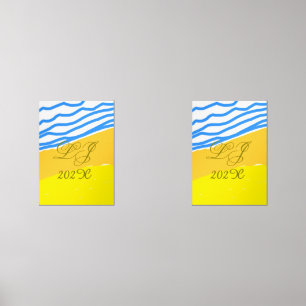 LJ Monogram Elegant Modern Beach Wedding Wall Art Sets