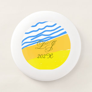 LJ Monogram Elegant Modern Beach Wedding Wham-O Frisbee