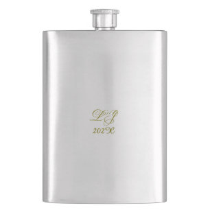 LJ Monogram Elegant Modern Wedding Flask