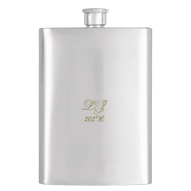 LJ Monogram Elegant Modern Wedding  Flask (Front)