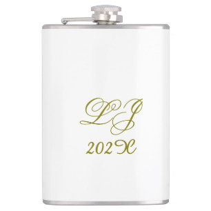 LJ Monogram Elegant Modern Wedding Flask