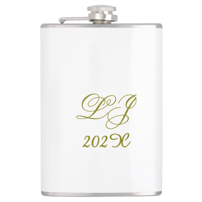 LJ Monogram Elegant Modern Wedding  Flask (Front)