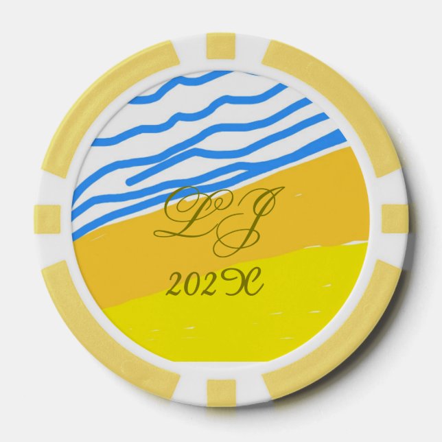 LJ Monogram Elegant Modern Wedding  Poker Chips (Front)