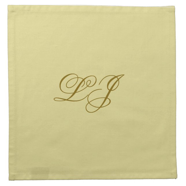 LJ Monogram on Creme Cloth Napkin (Front)