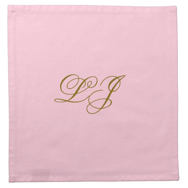 LJ Monogram on Pink Cloth Napkin (Front)