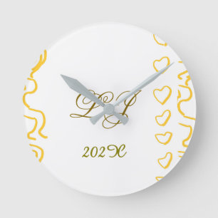 LJ Monogram Round Clock