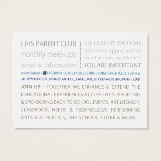 LJHS Parent Club (Back)