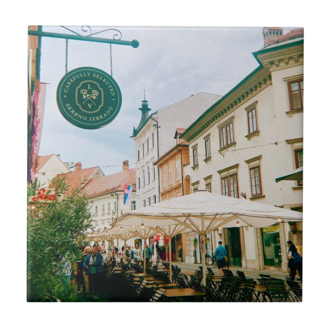 Ljubljana Cityscape Ceramic Tile (Front)