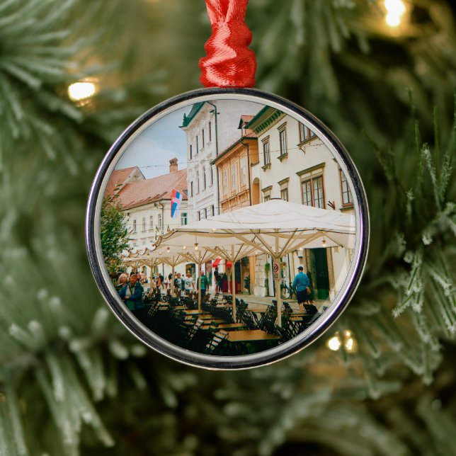 Ljubljana Cityscape Metal Ornament (Tree)