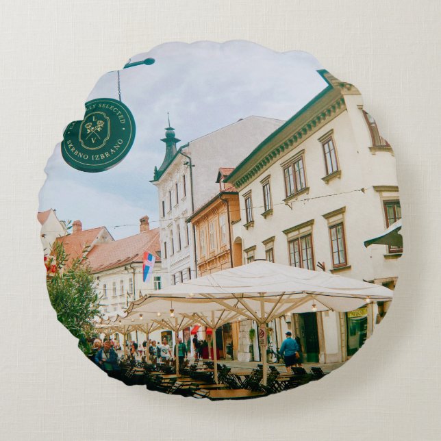 Ljubljana Cityscape Round Pillow (Front)