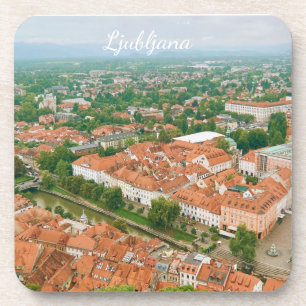 Ljubljana Cityscape, Slovenia Travel Souvenir Beverage Coaster