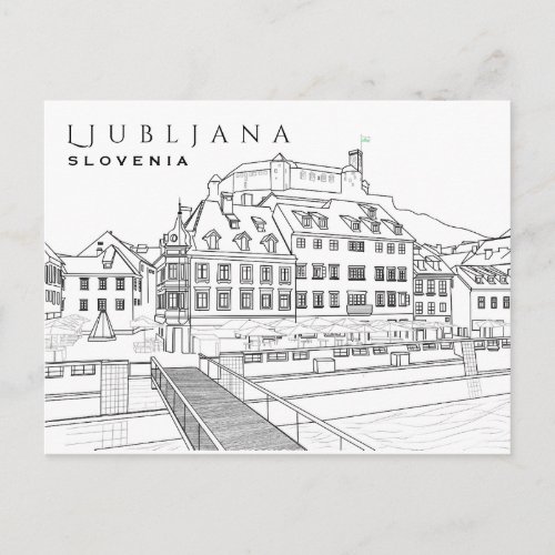 Ljubljana Drawing Postcard