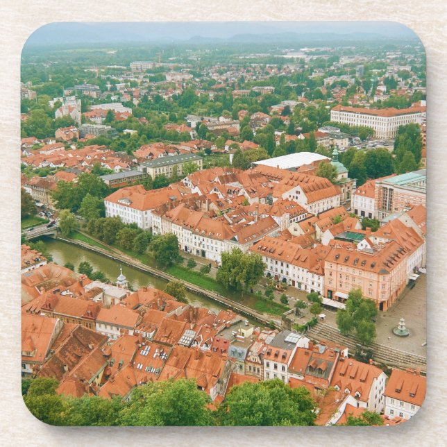 Ljubljana from above beverage coaster (Front)