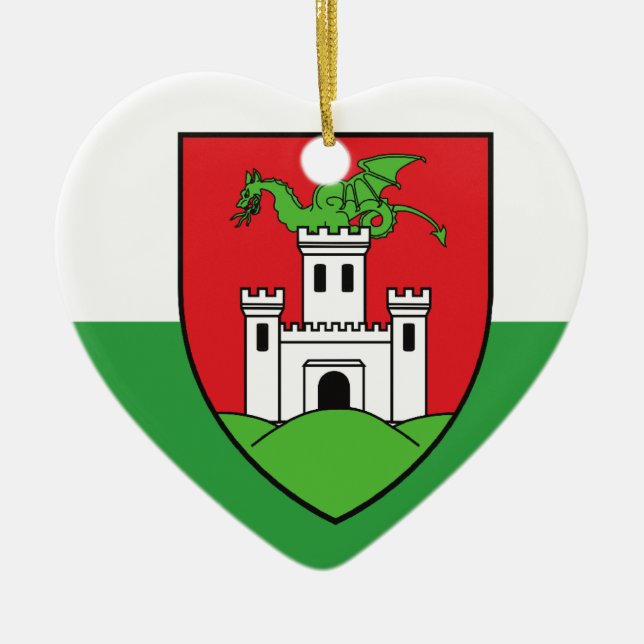 Ljubljana, Slovakia flag Ceramic Ornament (Front)