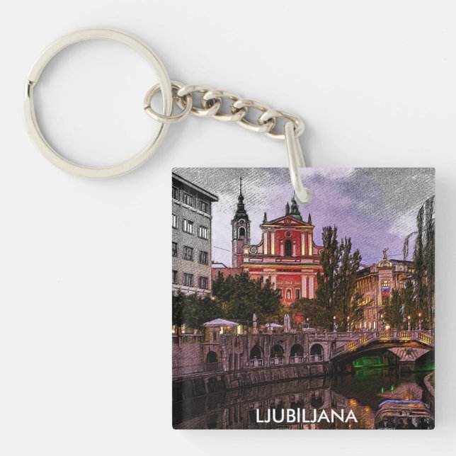 Ljubljana Slovenia Architecture  Keychain (Front)